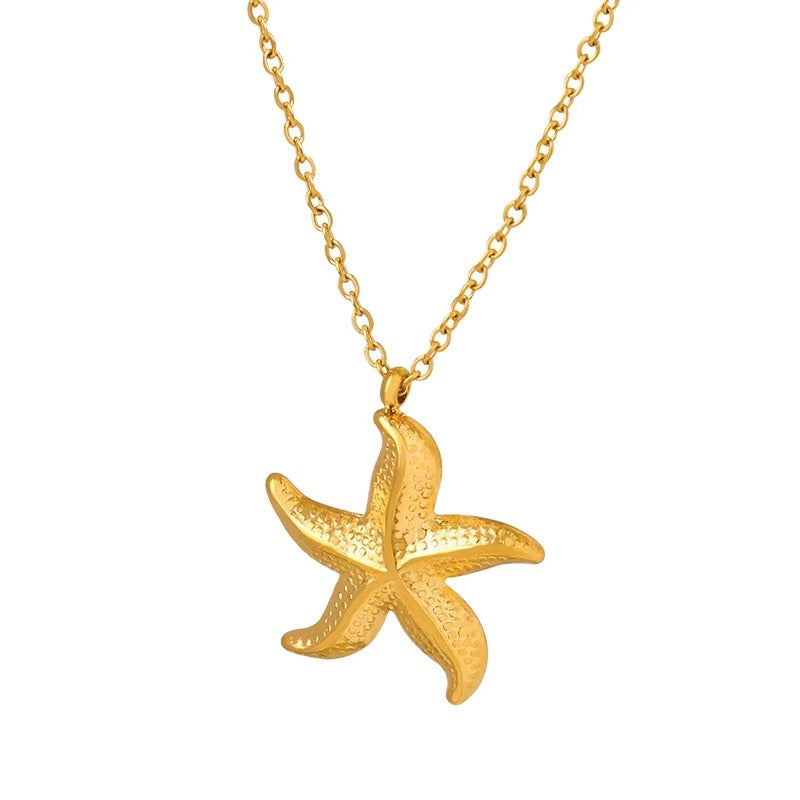 Minimalist Jewelry 18K Gold Plated Stainless Steel Starfish Pendant Necklace for Women Tarnish Free Jewelry